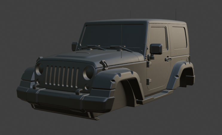 Jeep upper body part vehicle part 3D Model .c4d .max .obj .3ds .fbx .stl .blend 
