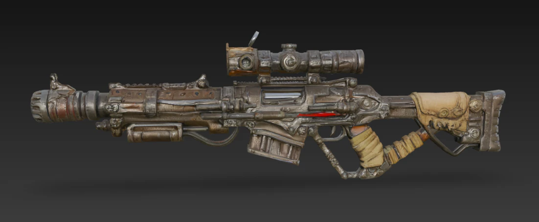 Rugged Post Apocalyptic Rifle 3D Model .c4d .max .obj .3ds .fbx .stl .blend 