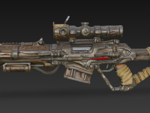 Rugged Post Apocalyptic Rifle Modèle 3D