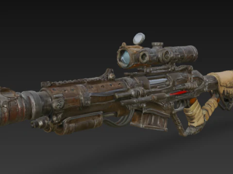 Rugged Post Apocalyptic Rifle 3D Model