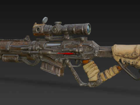 Rugged Post Apocalyptic Rifle Modèle 3D