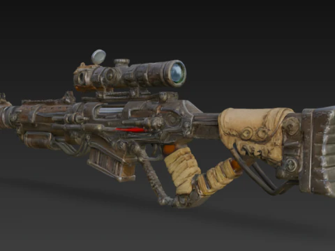 Rugged Post Apocalyptic Rifle 3D Model