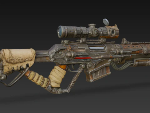 Rugged Post Apocalyptic Rifle 3D Model