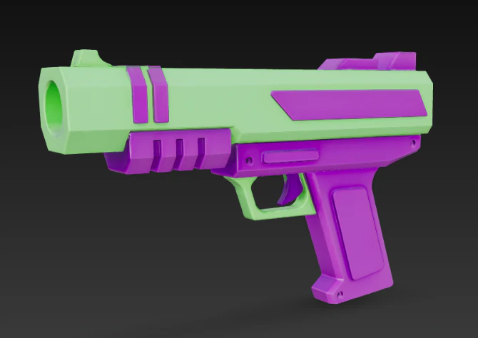 Vibrant Retro Gaming Pistol 3D Model .c4d .max .obj .3ds .fbx .stl .blend 