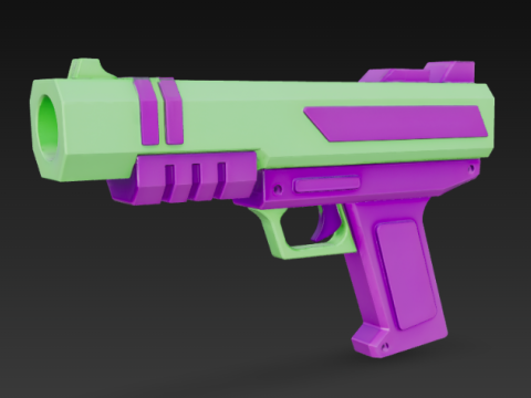 Vibrant Retro Gaming Pistol 3D Modell
