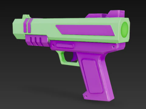 Vibrant Retro Gaming Pistol 3D Model