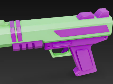 Vibrant Retro Gaming Pistol 3D Model