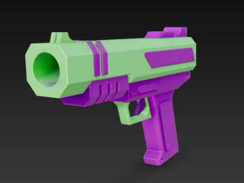 Vibrant Retro Gaming Pistol 3D Model