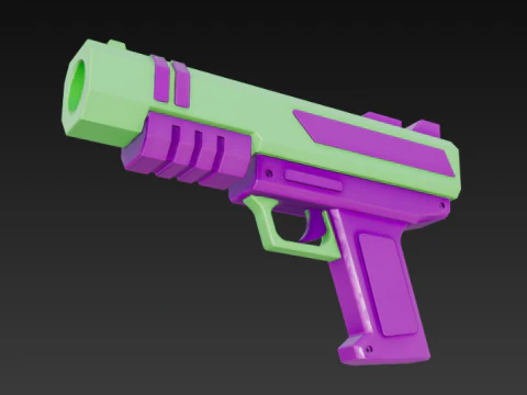 Vibrant Retro Gaming Pistol 3D Model