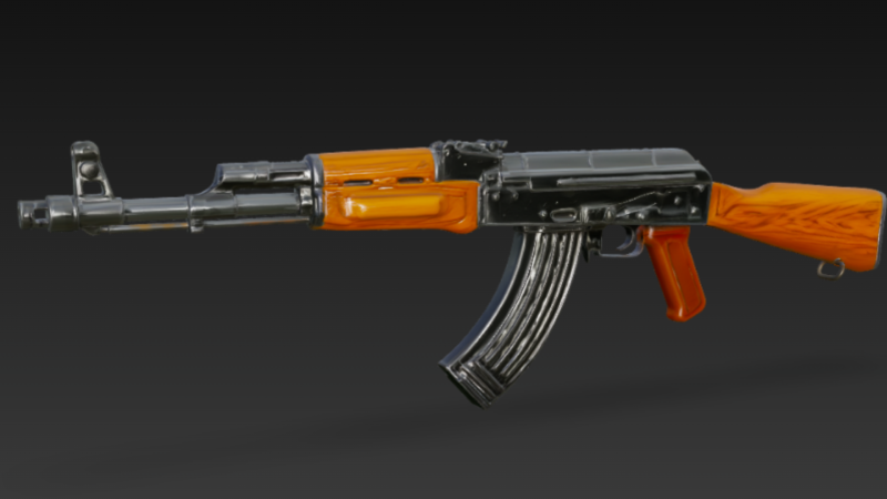 AK47 Assault Rifle 3D Model .c4d .max .obj .3ds .fbx .stl .blend