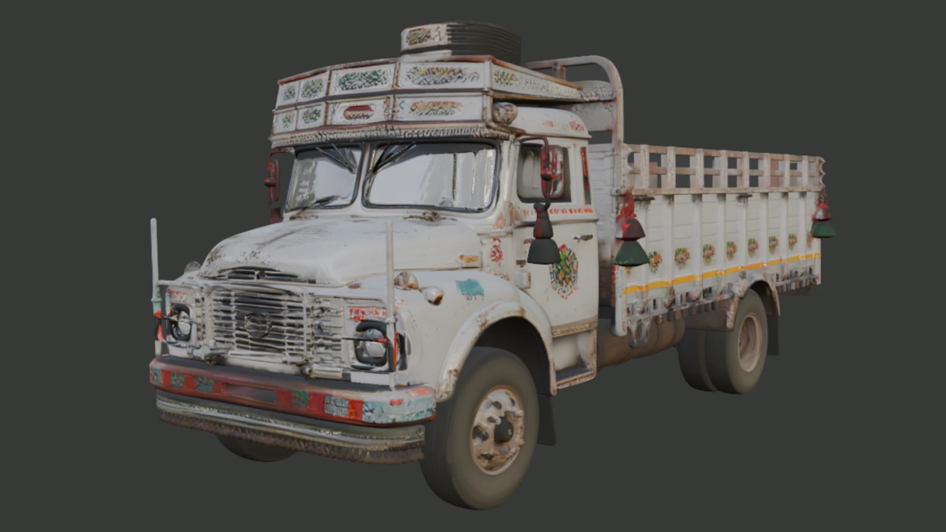Old scratched truck 3D Model .c4d .max .obj .3ds .fbx .stl .blend