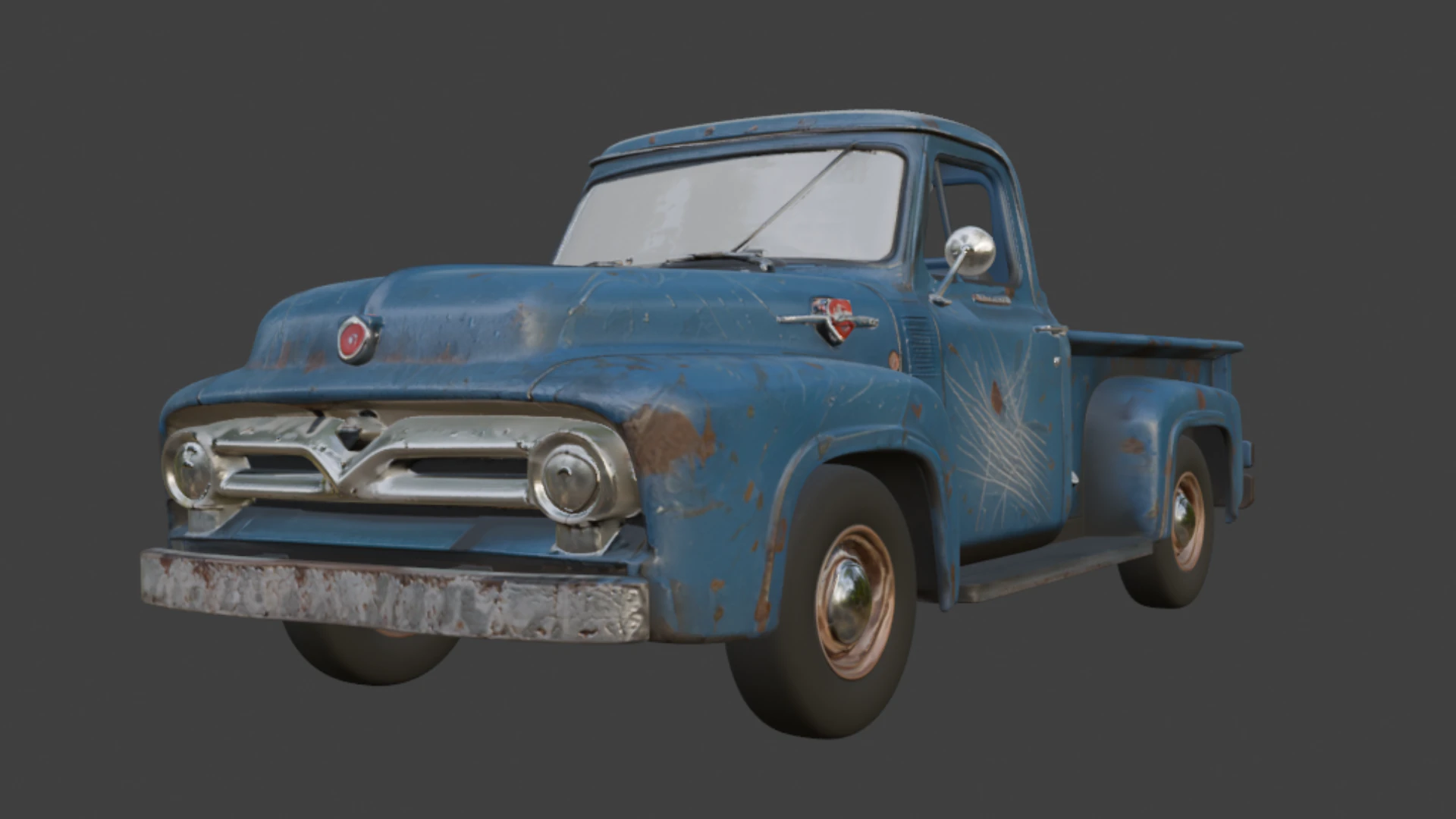 Old scratched truck 3D Model .c4d .max .obj .3ds .fbx .stl .blend 