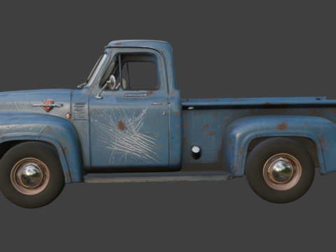 旧的有划痕的卡车 3D 模型