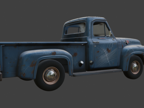旧的有划痕的卡车 3D 模型