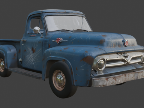 旧的有划痕的卡车 3D 模型