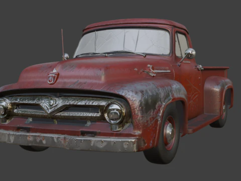 오래되고 녹슨 긁힌 트럭 3D 모델