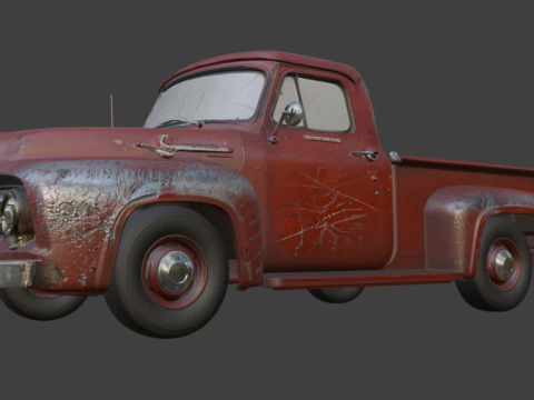 Old Rusty Scratched Truck 3D Model