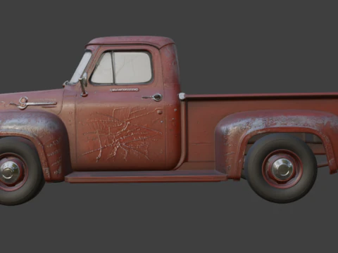 Old Rusty Scratched Truck 3D Model