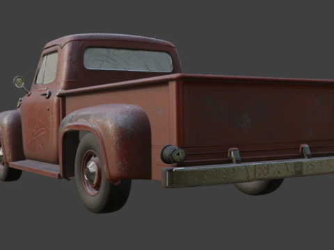 Old Rusty Scratched Truck 3D Model