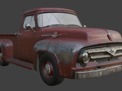 Old Rusty Scratched Truck 3D Model