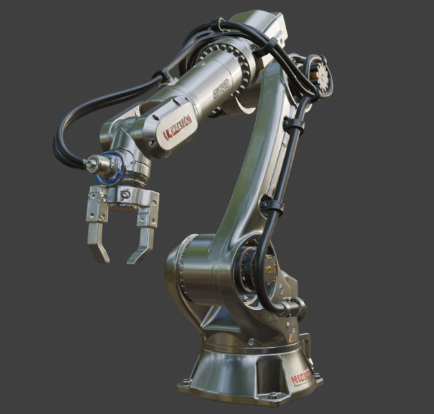 Braço Robótico Industrial PBR Alto Detalhe Modelo 3D .c4d .max .obj .3ds .fbx .stl .blend