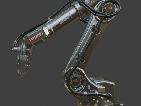 Braço Robótico Industrial PBR Alto Detalhe Modelo 3D