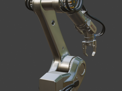 Braço Robótico Industrial PBR Alto Detalhe Modelo 3D
