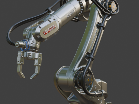 Braço Robótico Industrial PBR Alto Detalhe Modelo 3D