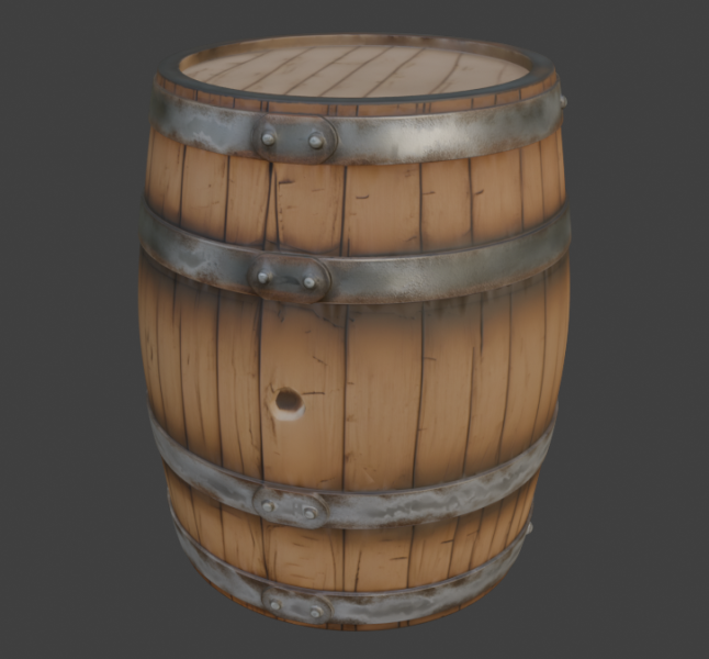 Wooden Barrel 3D Model .c4d .max .obj .3ds .fbx .stl .blend 