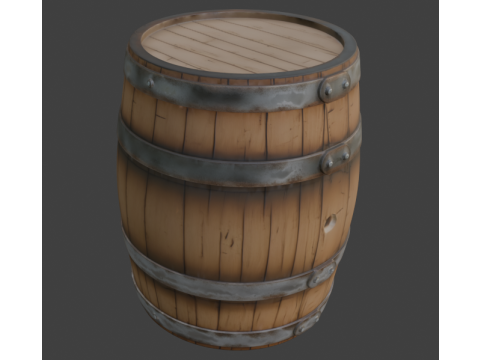 Wooden Barrel 3D Model
