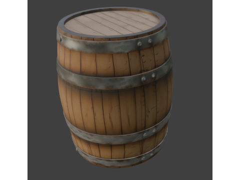 Wooden Barrel 3D Model