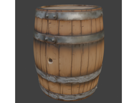 Wooden Barrel 3D Model