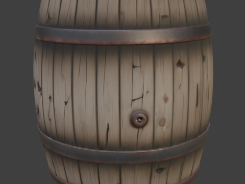 Wooden Barrel 3D Model