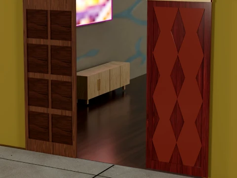 Sliding Door Set Geometric Inserts MDF 3D Model