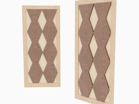 Sliding Door Set Geometric Inserts MDF 3D Model