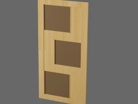 Wooden Sliding Door Set V2 3D Model
