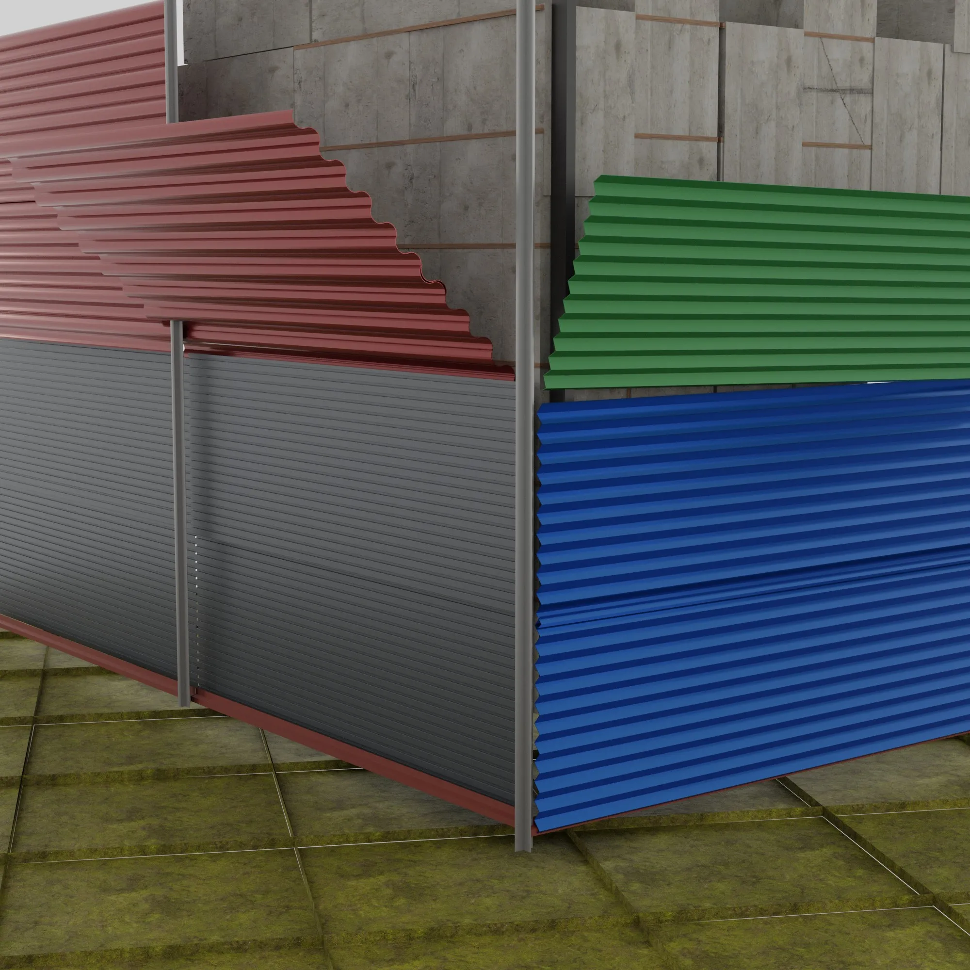 Facade Panels Ribbed Set 3D Model .c4d .max .obj .3ds .fbx .stl .blend 