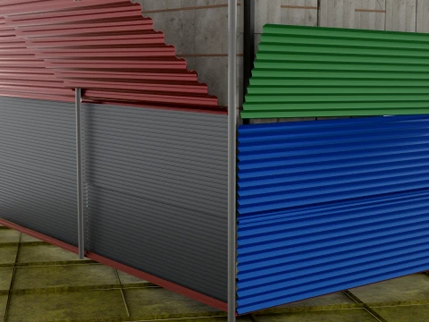 Facade Panels Ribbed Set 3D Model