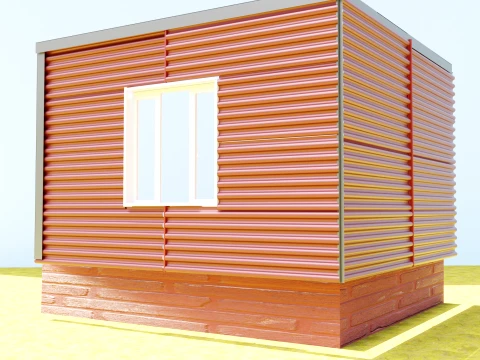 Facade Panels Ribbed Set 3D Model