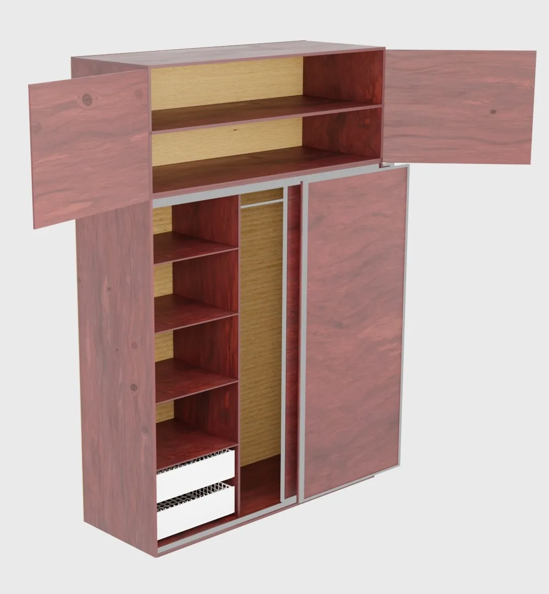 Sliding Wardrobe Hallway 3D Model .c4d .max .obj .3ds .fbx .stl .blend 