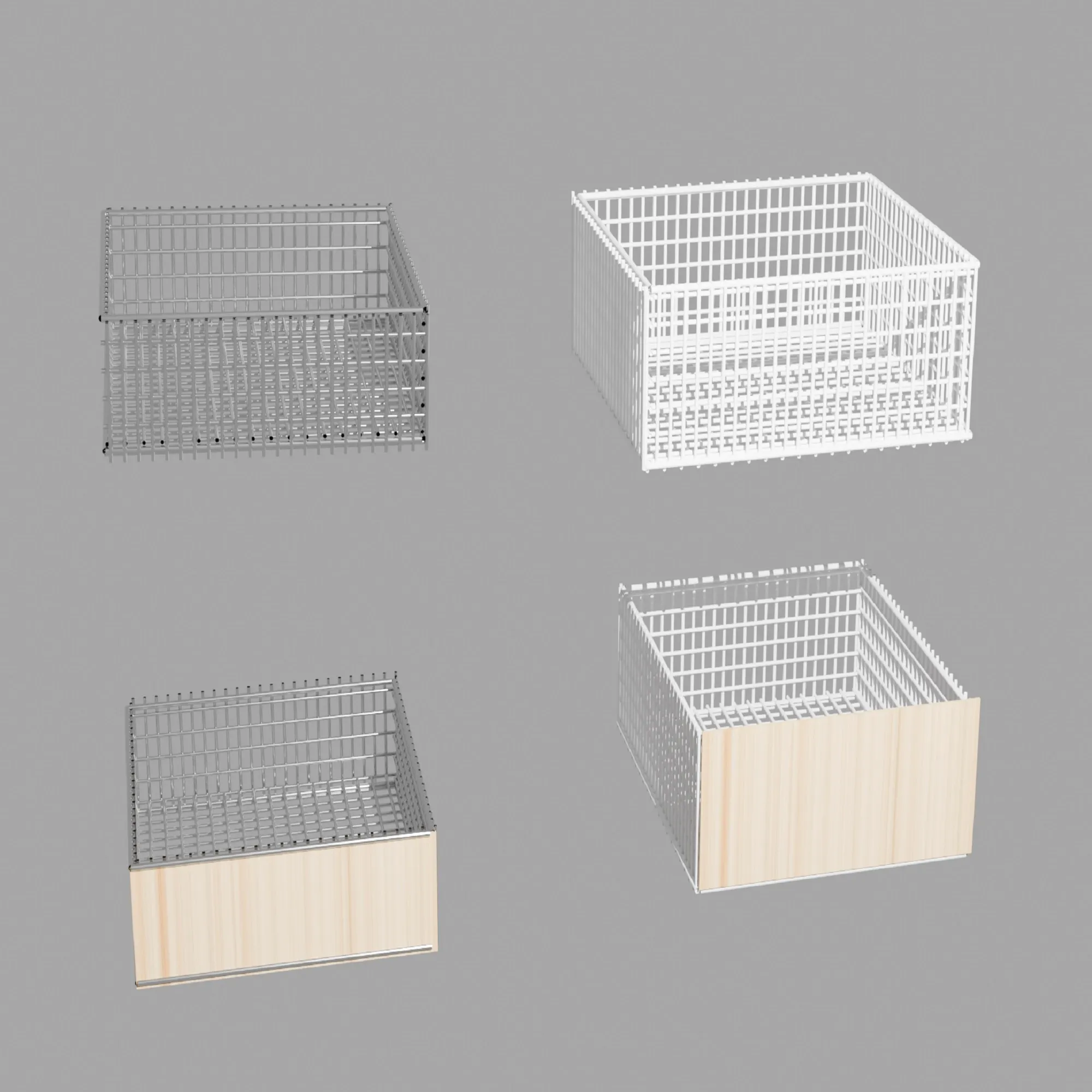 보관 바구니 금속 - 4개 모델 3D 모델 .c4d .max .obj .3ds .fbx .stl .blend