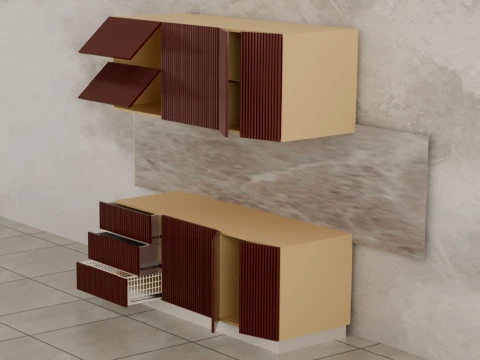 Zestaw front&oacute;w szafek kuchennych Model 3D