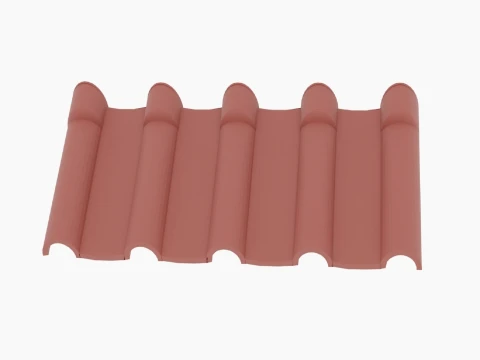 Roof Tile Polymer Corrugated Set 3D Model