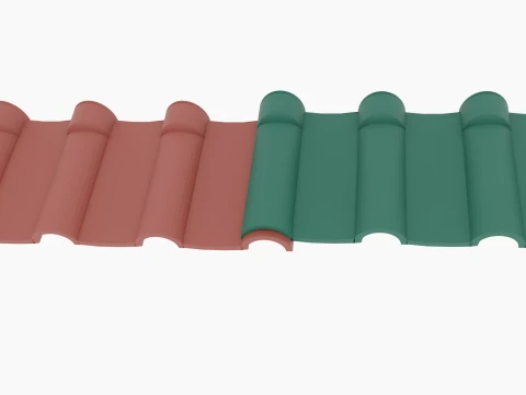 Roof Tile Polymer Corrugated Set 3D Model
