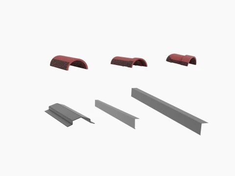 Roof Tile Polymer Corrugated Set 3D Model