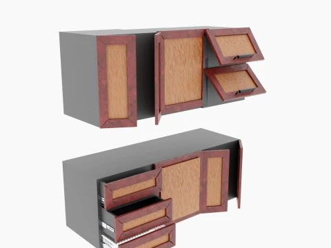 Wooden Cabinet Front Set 3D Model