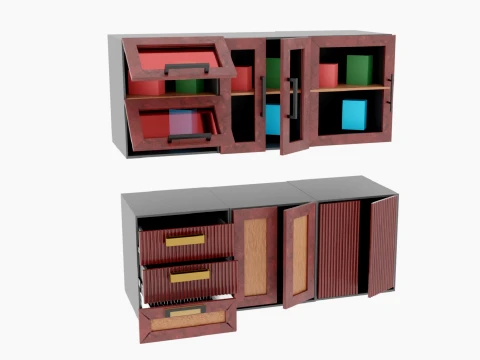 Cabinet Front Glass Set 3D Model