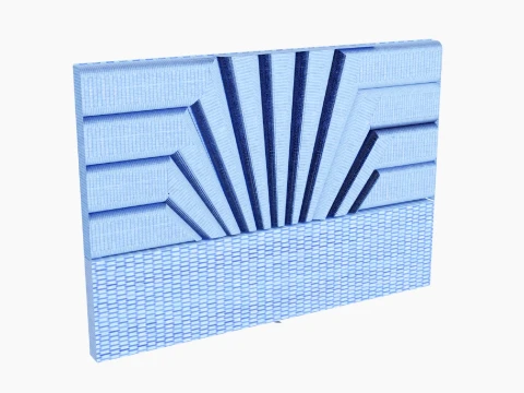 Bed Headboard Divergent Rays Set 3D Model