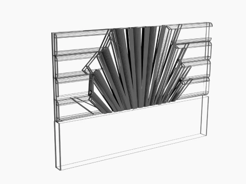 Bed Headboard Divergent Rays Set 3D Model
