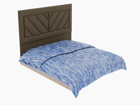 Headboard Bed Upholstered Rays in Frame 3D Model